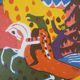Vassily kandinsky : cavalier onirique - gravure sur bois