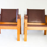 Karl Heinz Bergmiller For Escriba, Pair of Safari Leather Armchairs and Matching Coffee Table