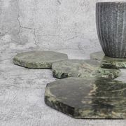 Lot de 4 sous-verres octogonaux épais en marbre vert indien Angelo