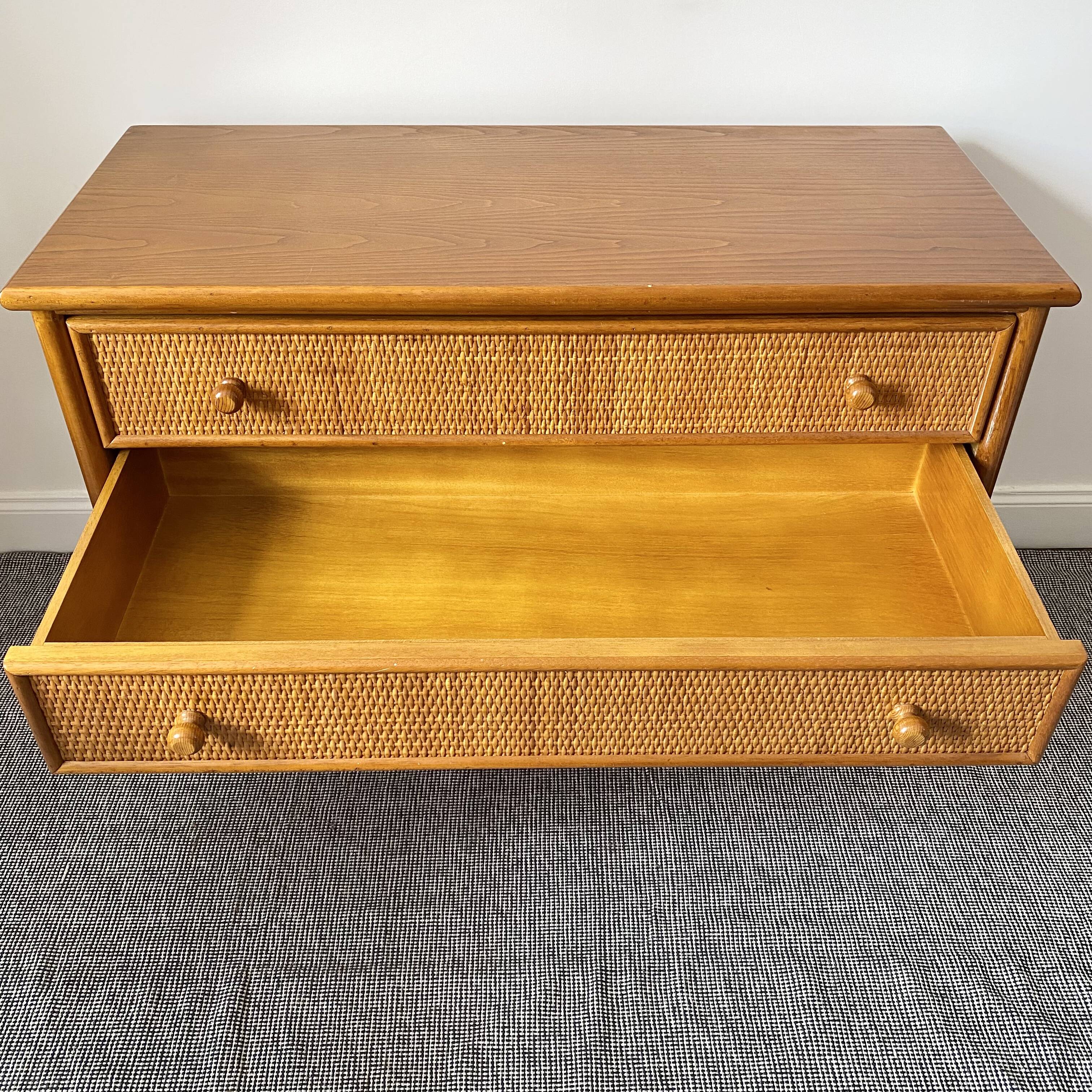 Vintage rattan chest of drawers