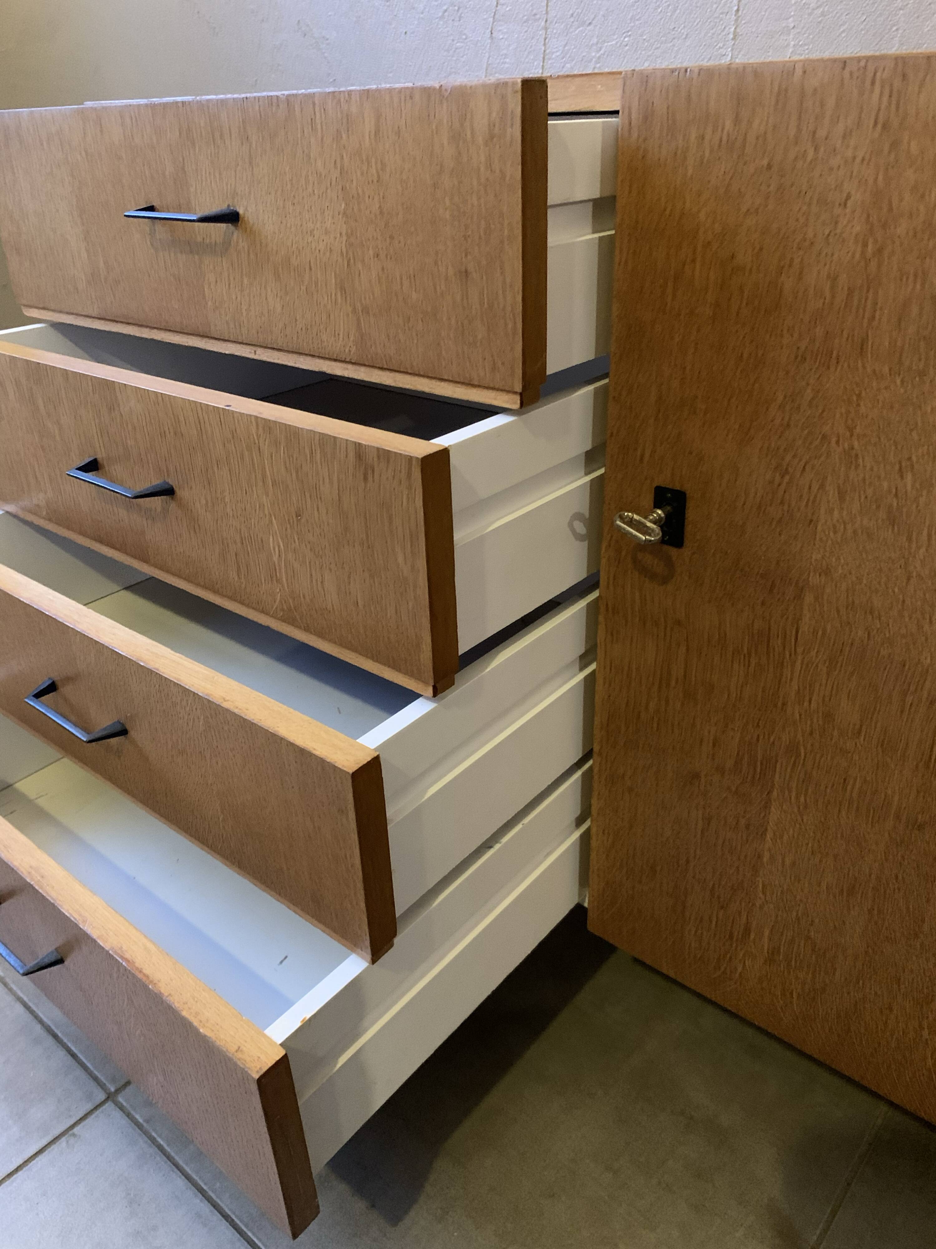 Scandinavian vintage chest of drawers from the 60s in light oak