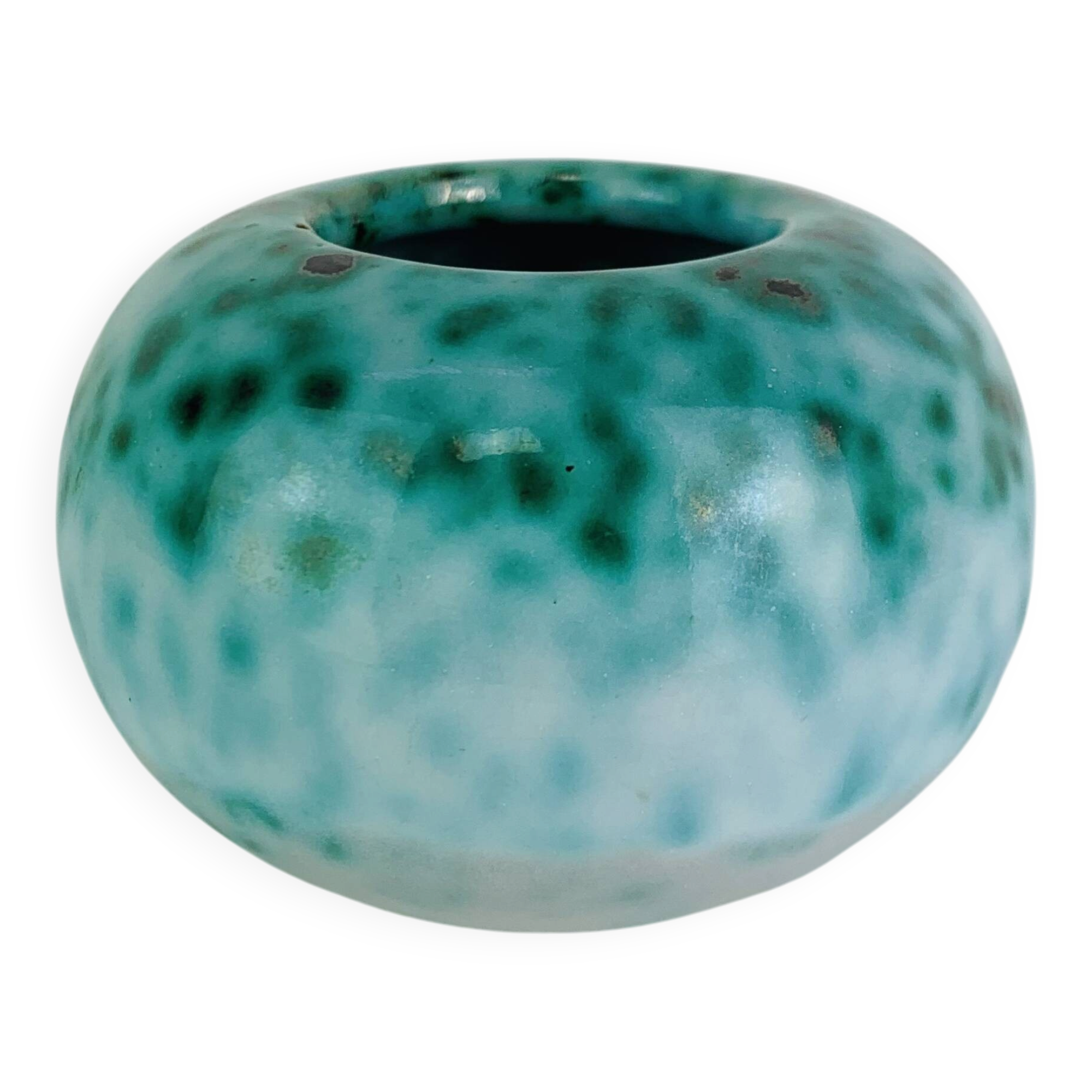 Art Deco ceramic vase Elchinger, speckled green