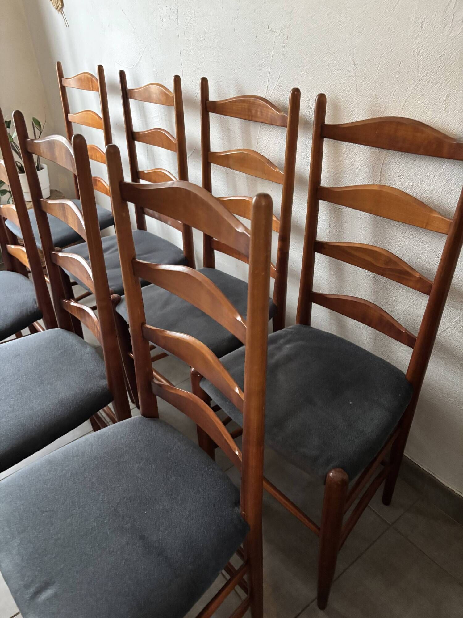 Set of 8 Scandinavian ladderback chairs, 1960s.