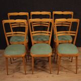 Six Italian  chairs in exotic wood and faux leather