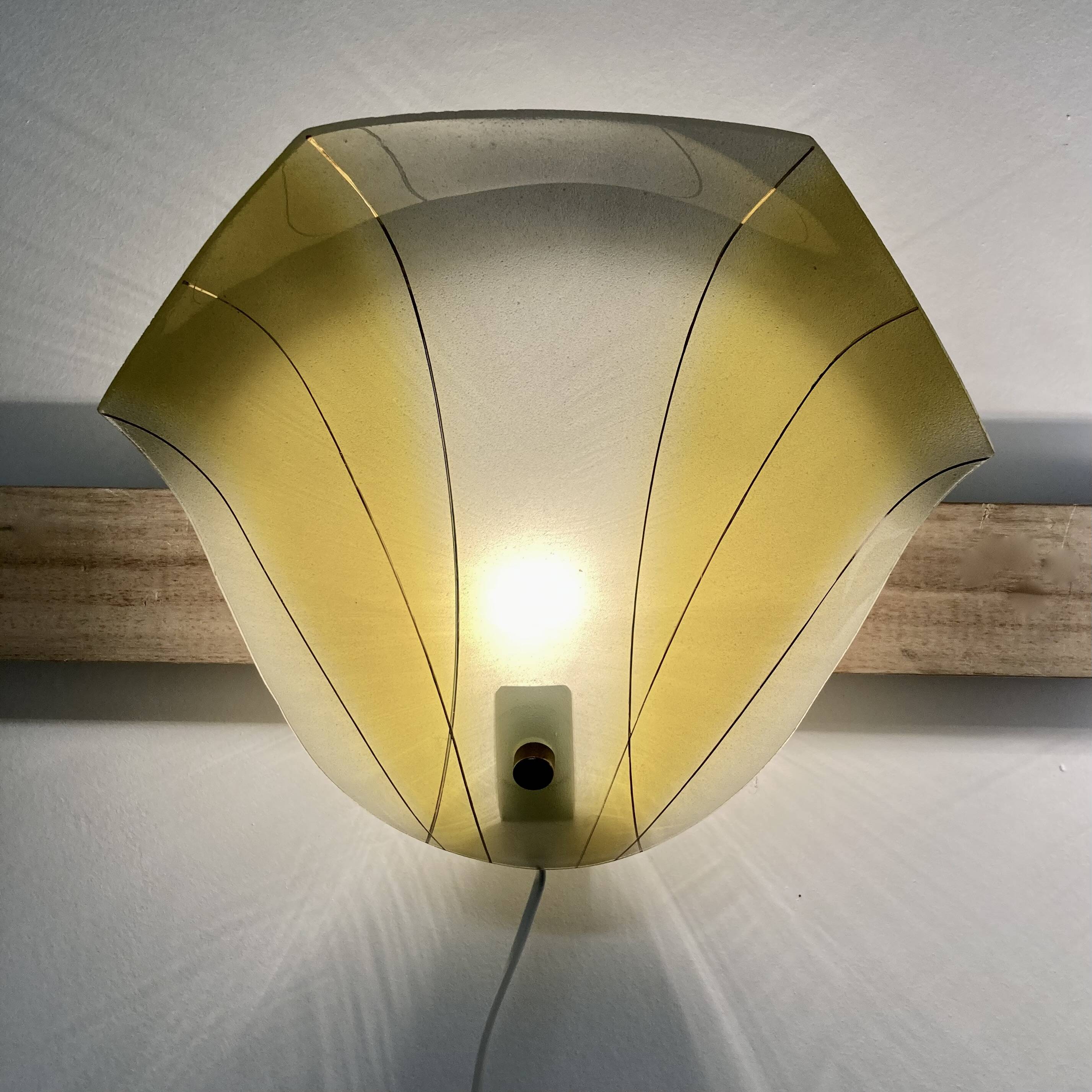 Yellow glass wall lamp Scandinavian design 1950.