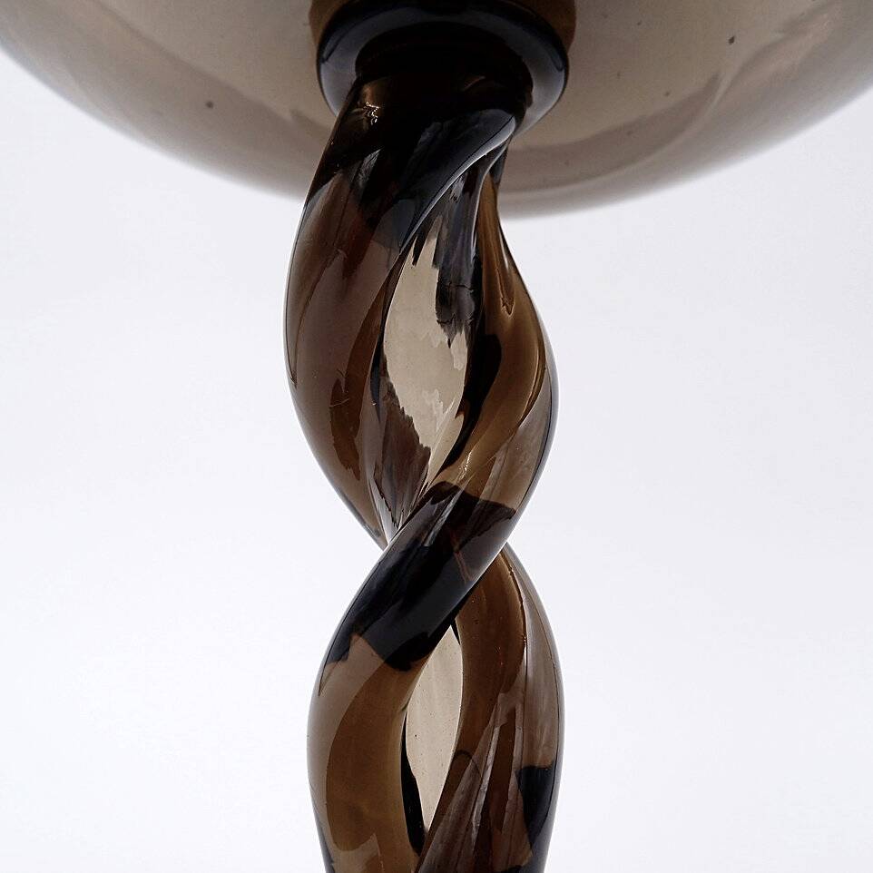 Mid-Century Twisted smoked Glass Bowl - Italy, Murano 1960s