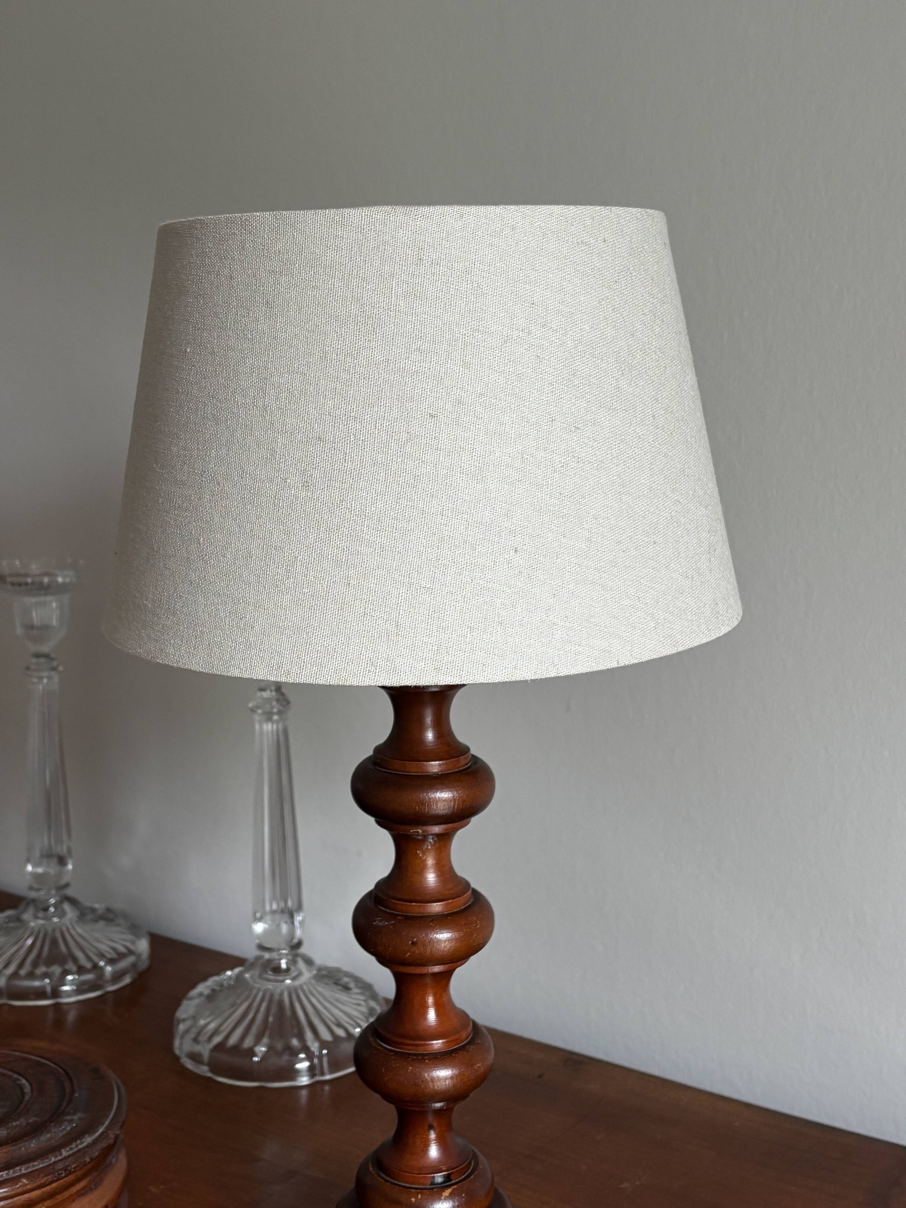 Turned wooden lamp