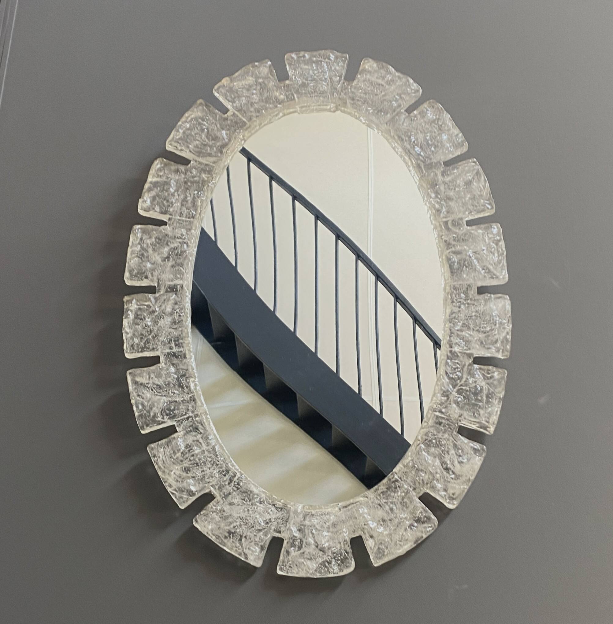 Large Oval Ice mirror by Egon Hillebrand 1970s
