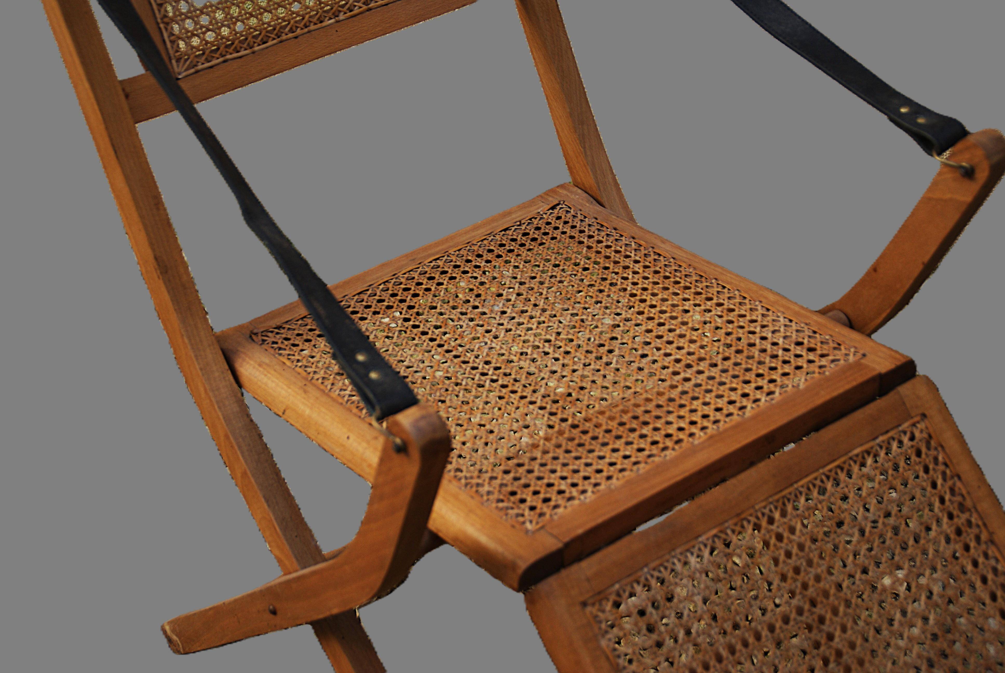 19th-century caned chaise longue in colonial style