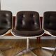 Set of 4 Executive Strafor shell chairs in leather, plastic and chrome 1970s