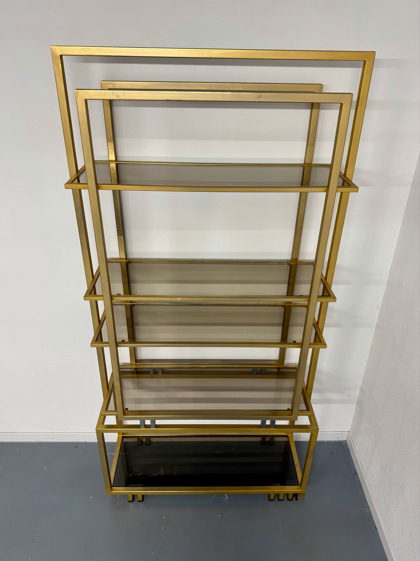 1970s vintage Italian design brass and glass shelf