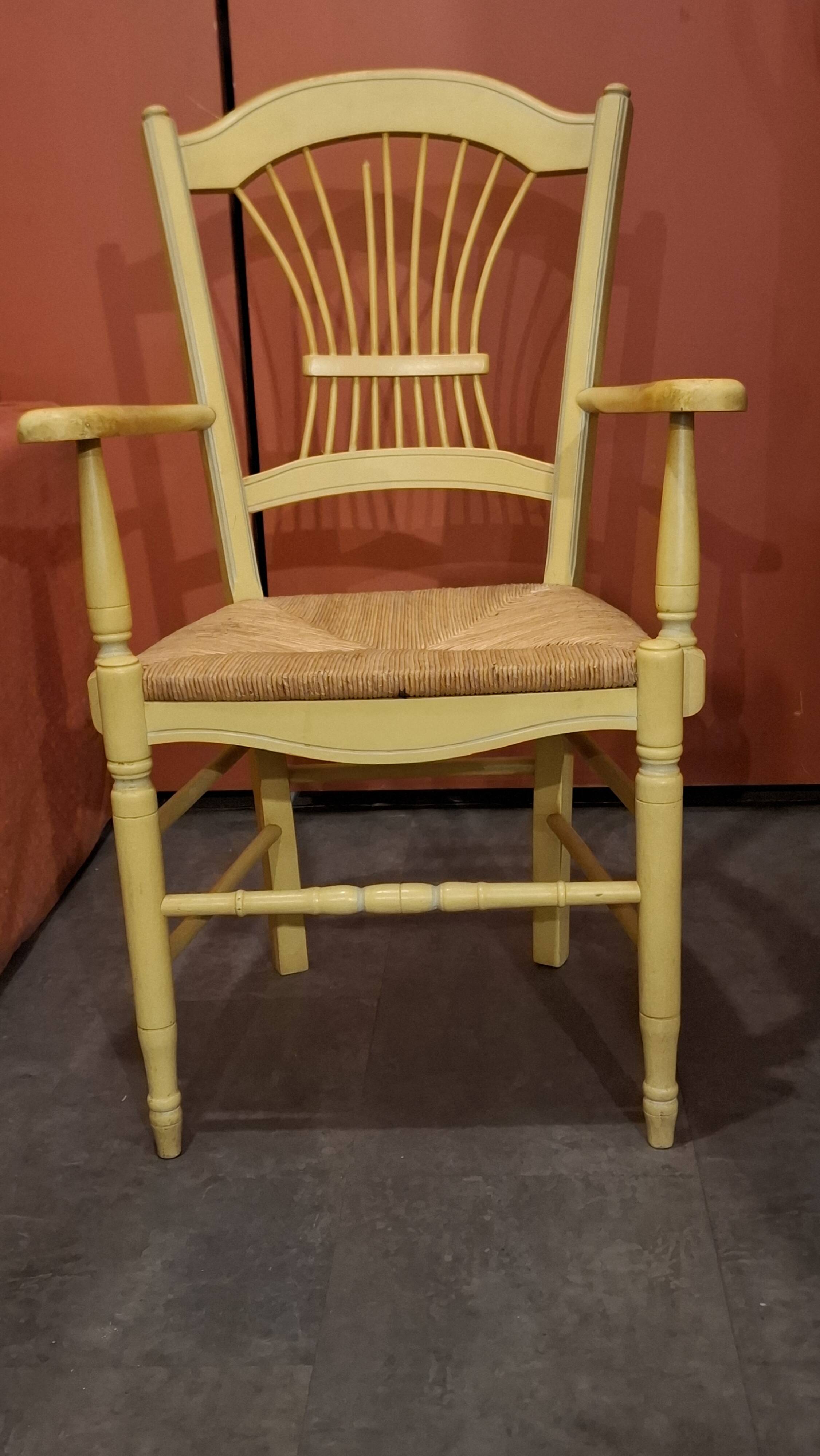 Wooden and cane armchair