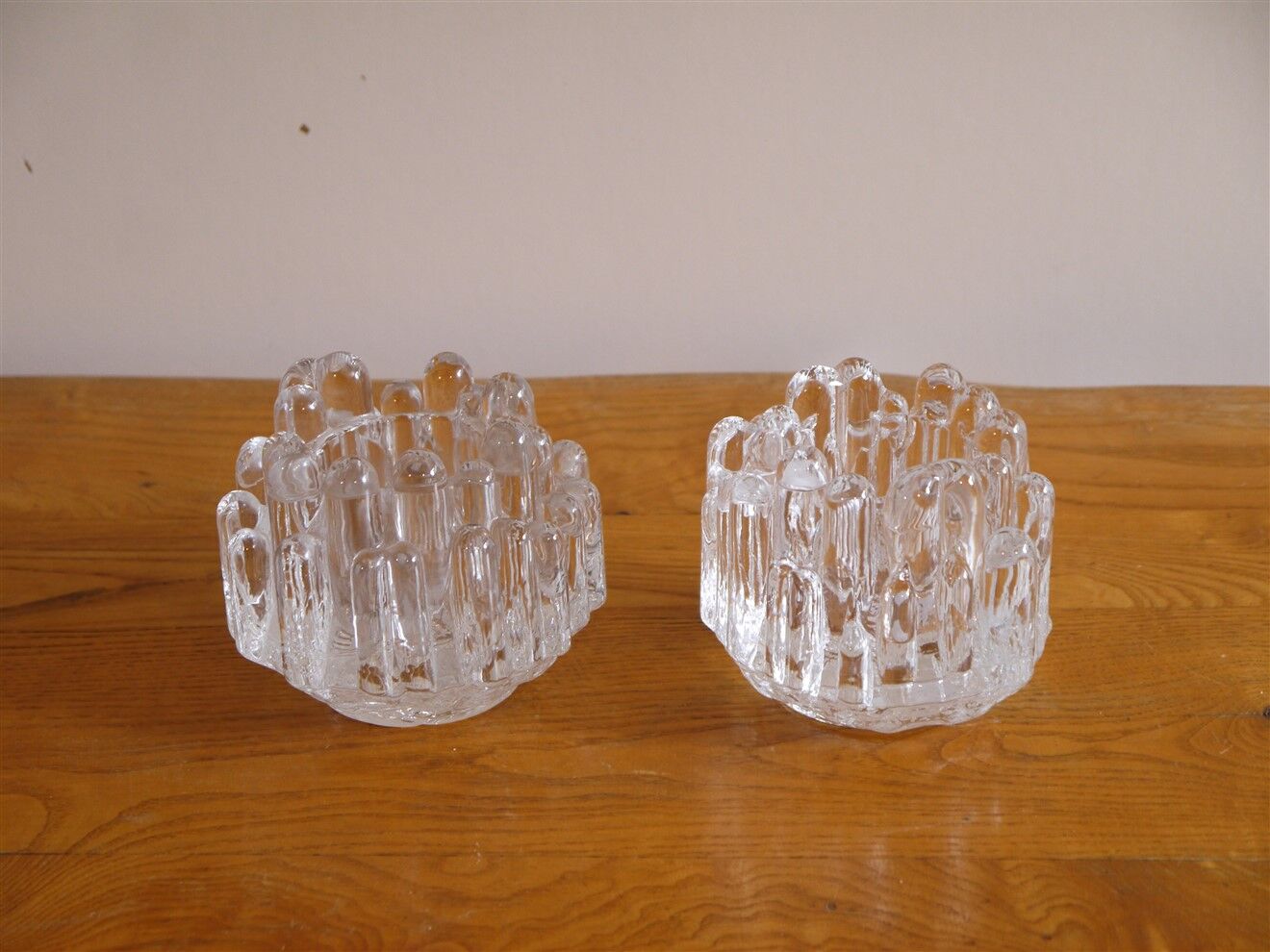 Pair of "polaris" glass candle holders by Goran Warff 1960