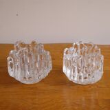 Pair of "polaris" glass candle holders by Goran Warff 1960
