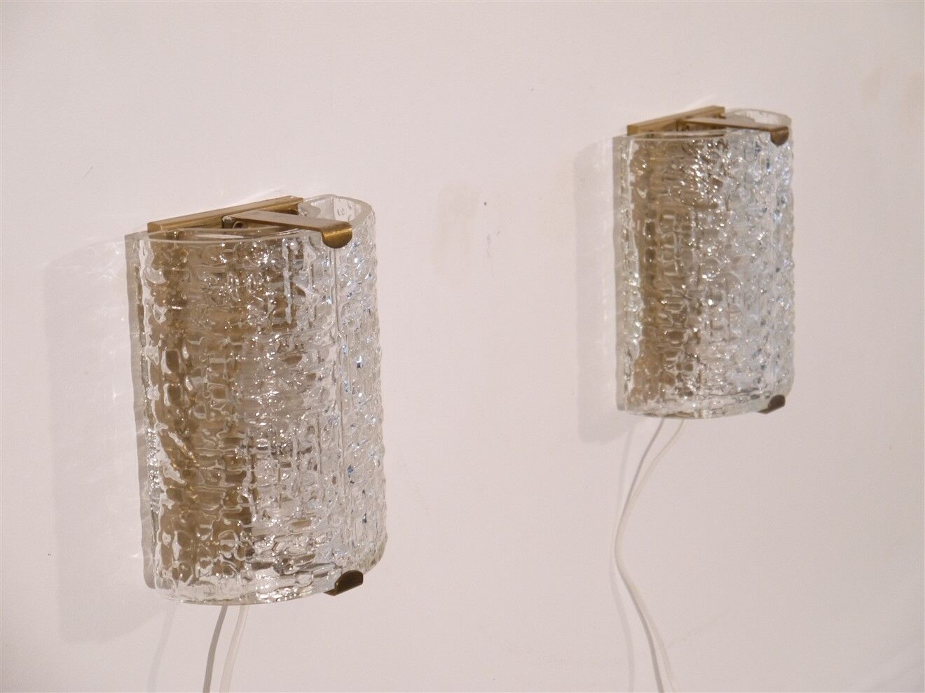 Pair of vintage Scandinavian glass sconces 1970