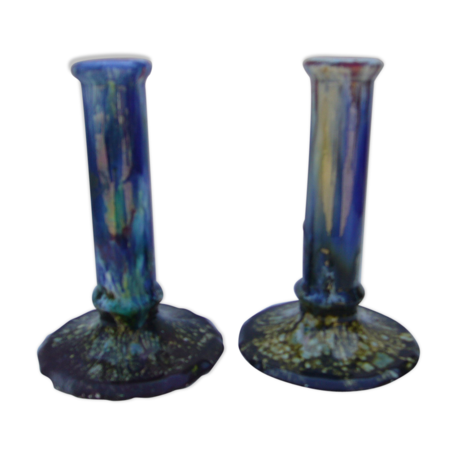 Pair of vintage ceramic candle holders marked Morvan