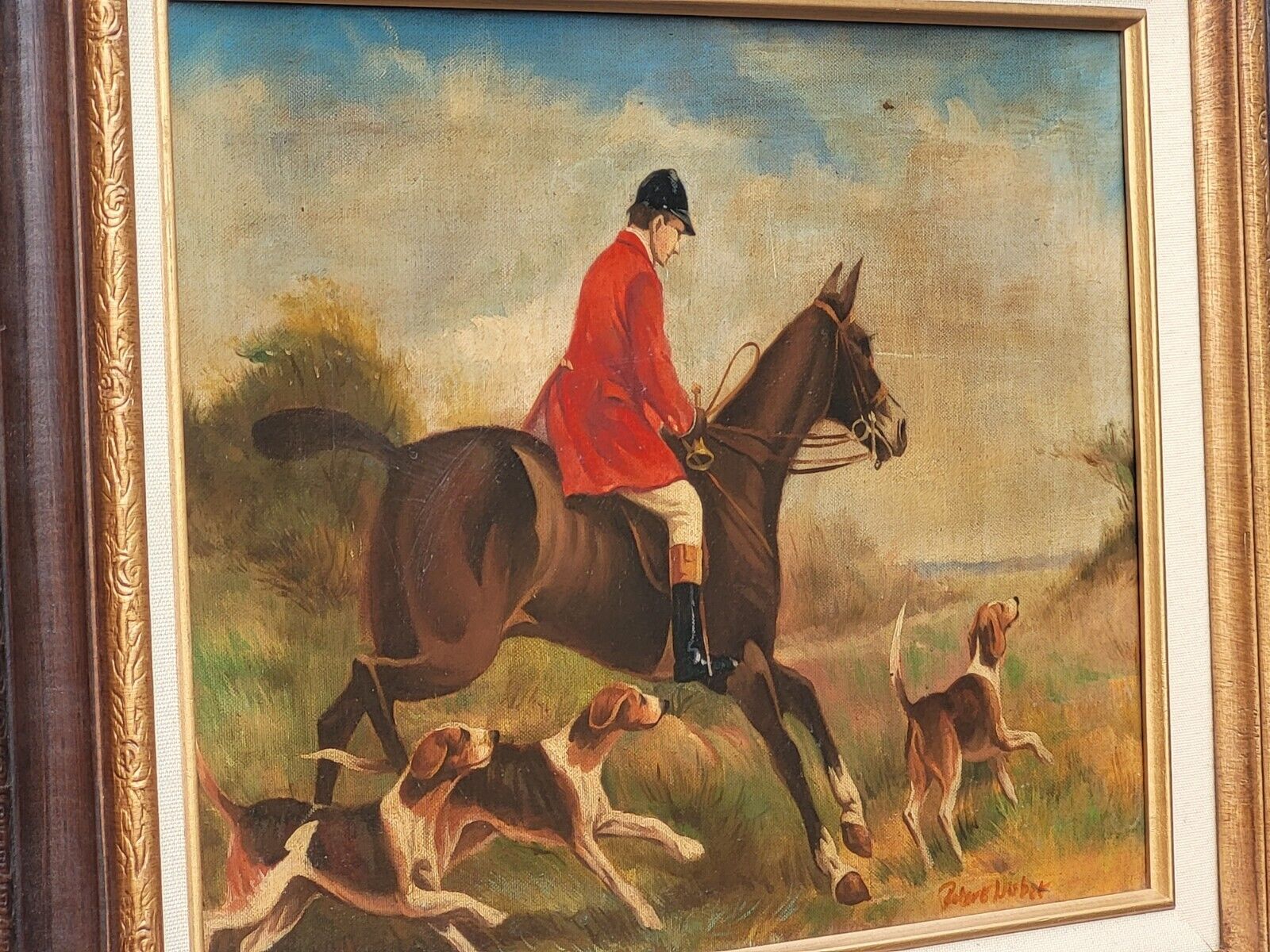 Oil painting signed Nubet "The Hunt"