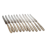 Set of 11 vintage knives, steel blades and silver handles