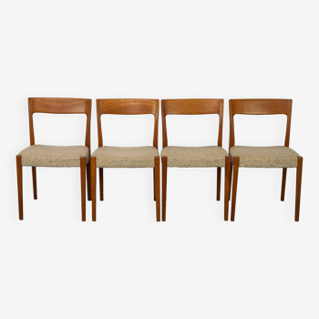 Set of 4 Teak and Wool Dining Chairs by Swegards, Sweden, 1960s