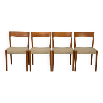 Set of 4 Teak and Wool Dining Chairs by Swegards, Sweden, 1960s