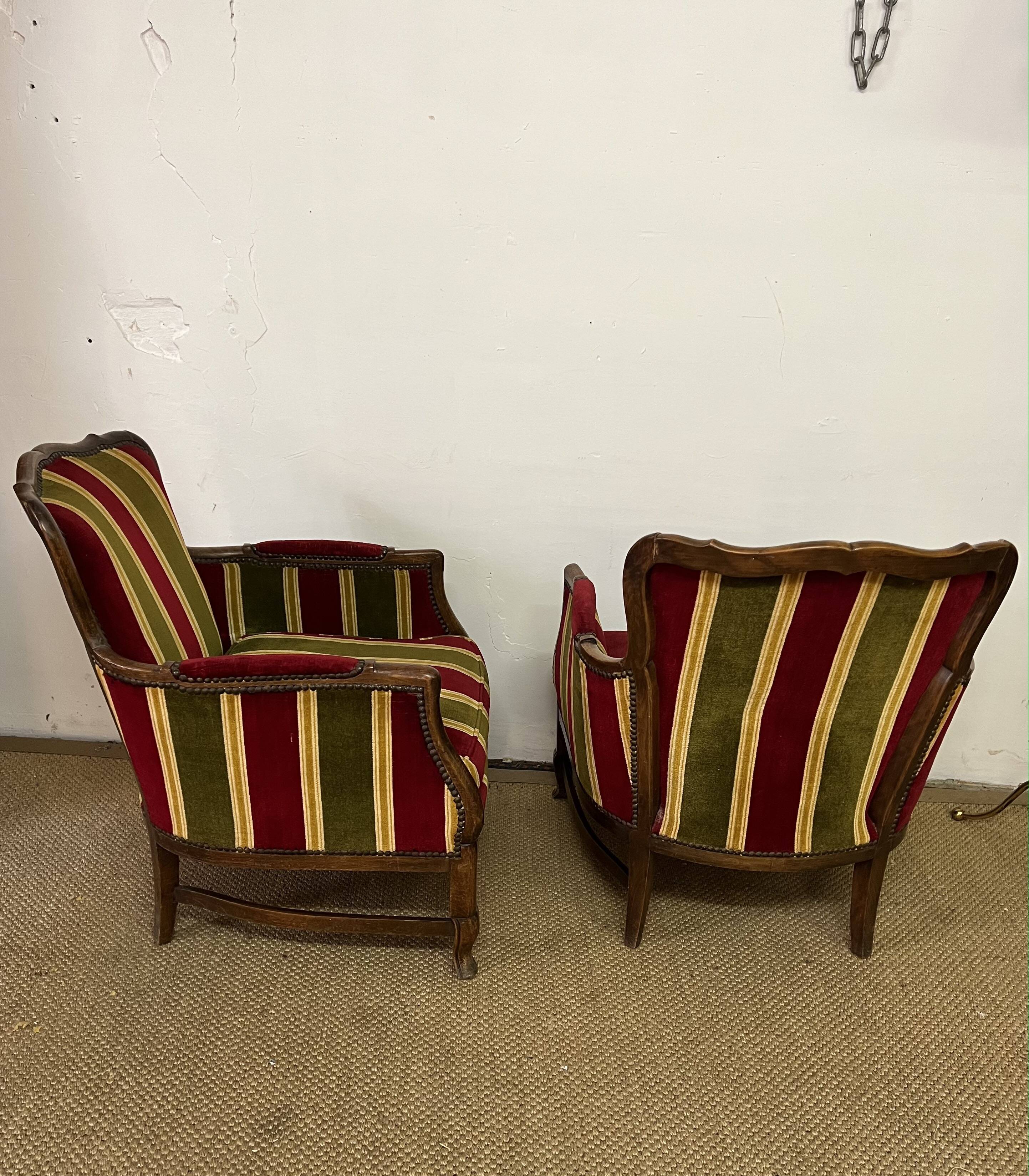 Pair of vintage convertible armchairs