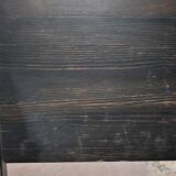 Rocking-chair vintage en bois massif marron, années 1950, dossier plat et pieds tournés