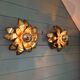 Pair of floral wall sconces in brass, Maison Jansen, 1970.