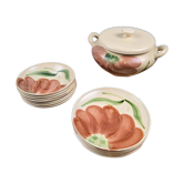 Vintage Salins Rhône service 15 pieces – Large hand-painted flowers
