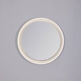 VINTAGE ROUND WALL MIRROR FROM THE 1970S IN WHITE WOOD, ITALIAN DESIGN