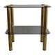 Side table in thick greenish glass with brass legs, Italy, 1960s.