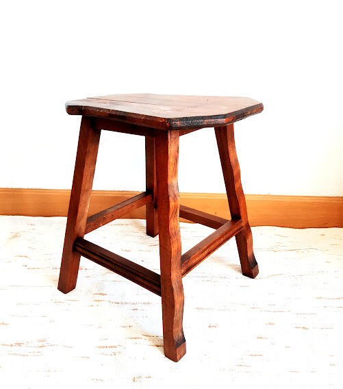 Brutalist wooden stool 1950