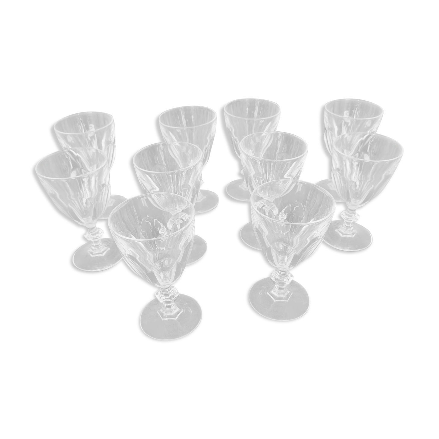 10 old crystal water glasses