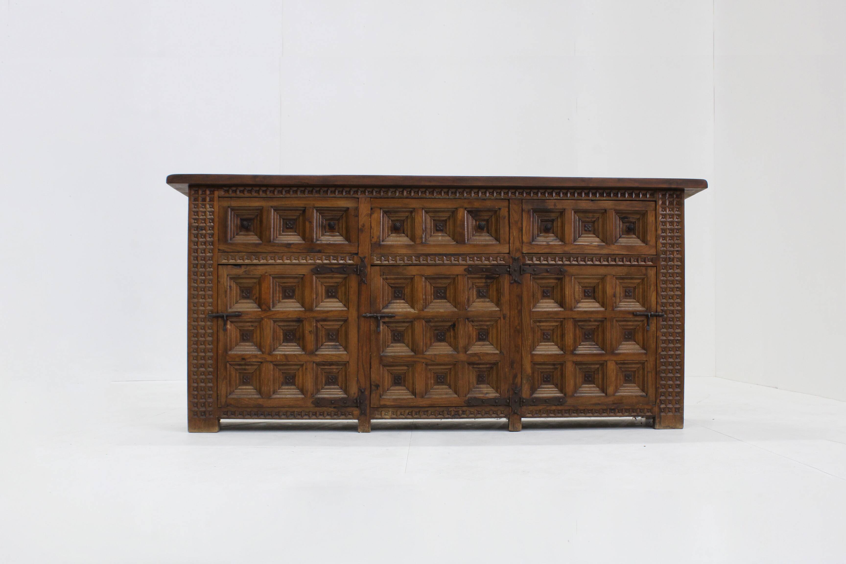 Spanish Brutalist Sideboard solid wood