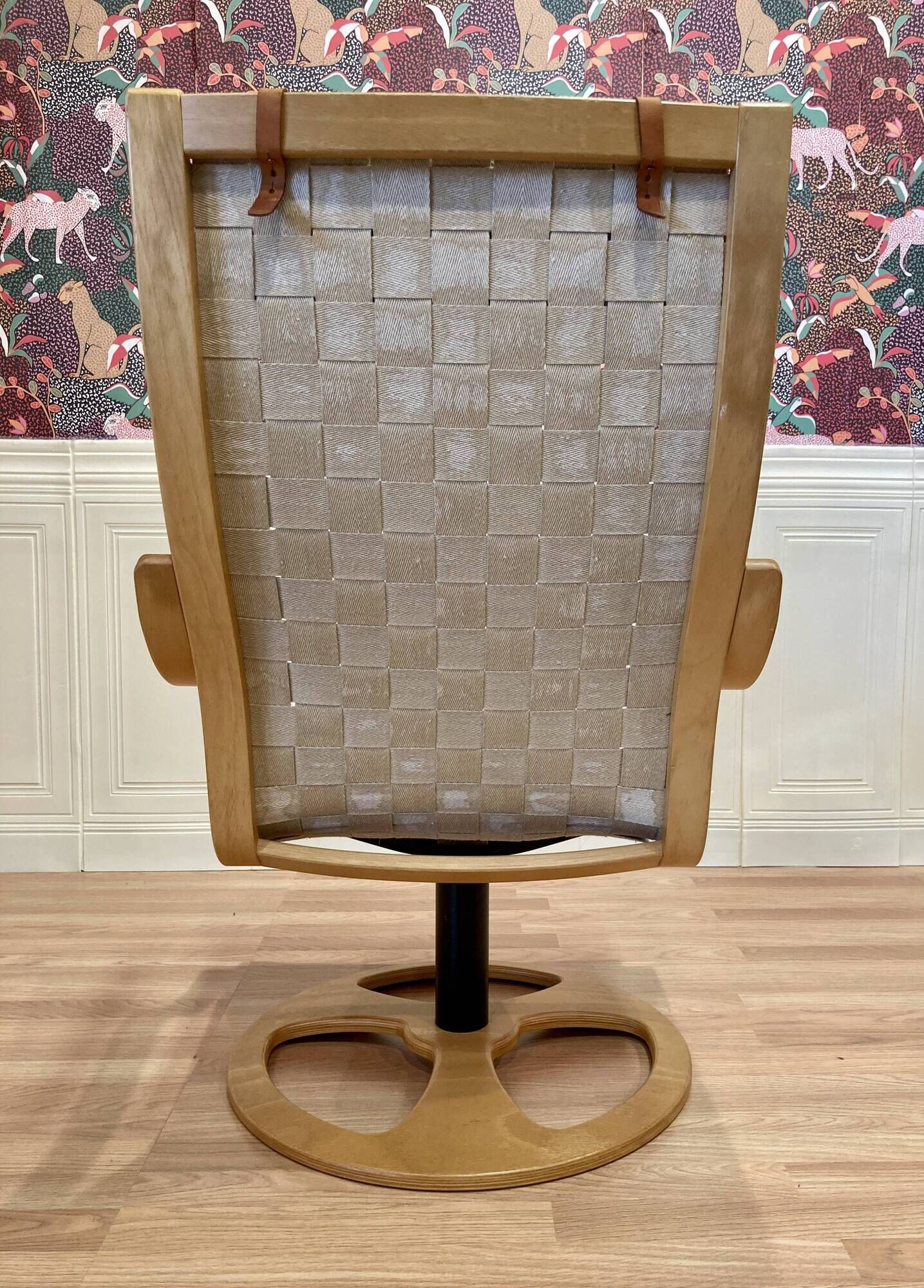 Swivel armchair and matching ottoman, Scandinavian design, 1960s.