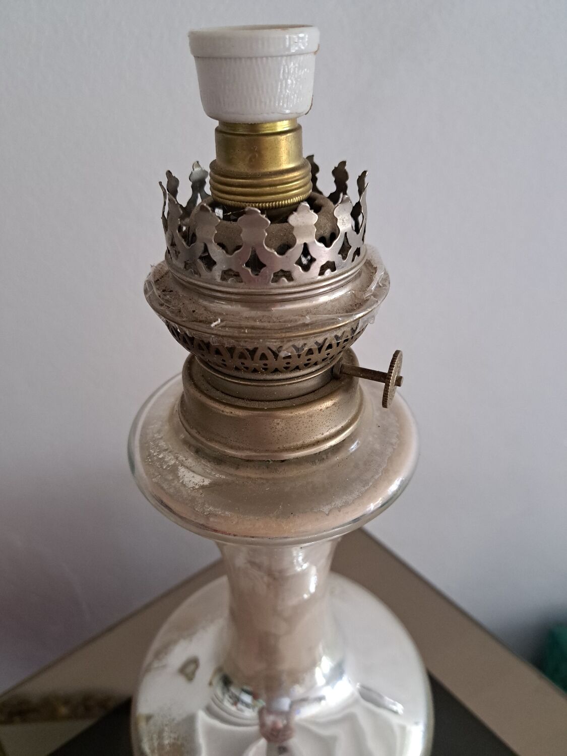 Vintage oil lamp. Year 1900.