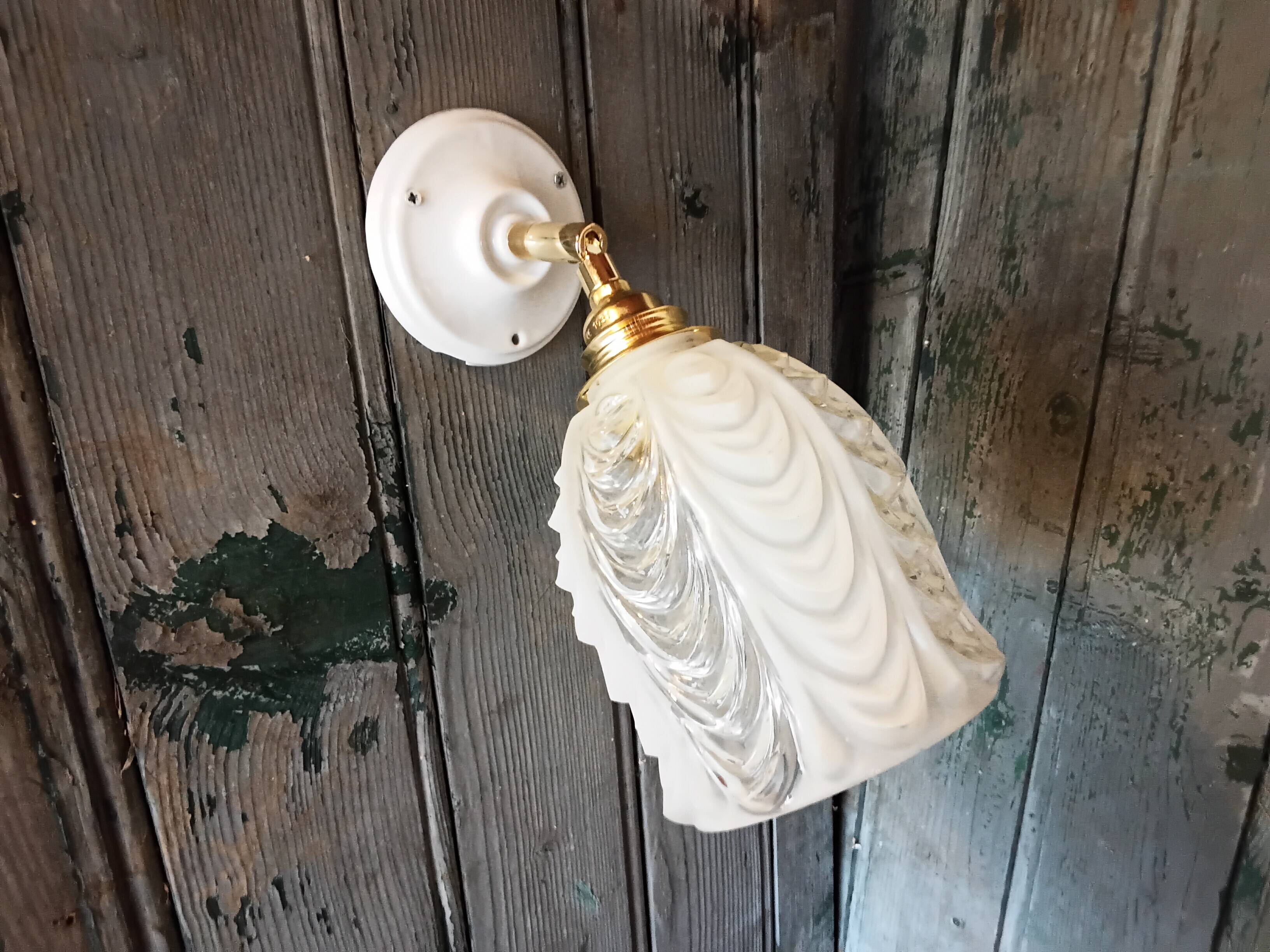 Vintage molded glass wall light