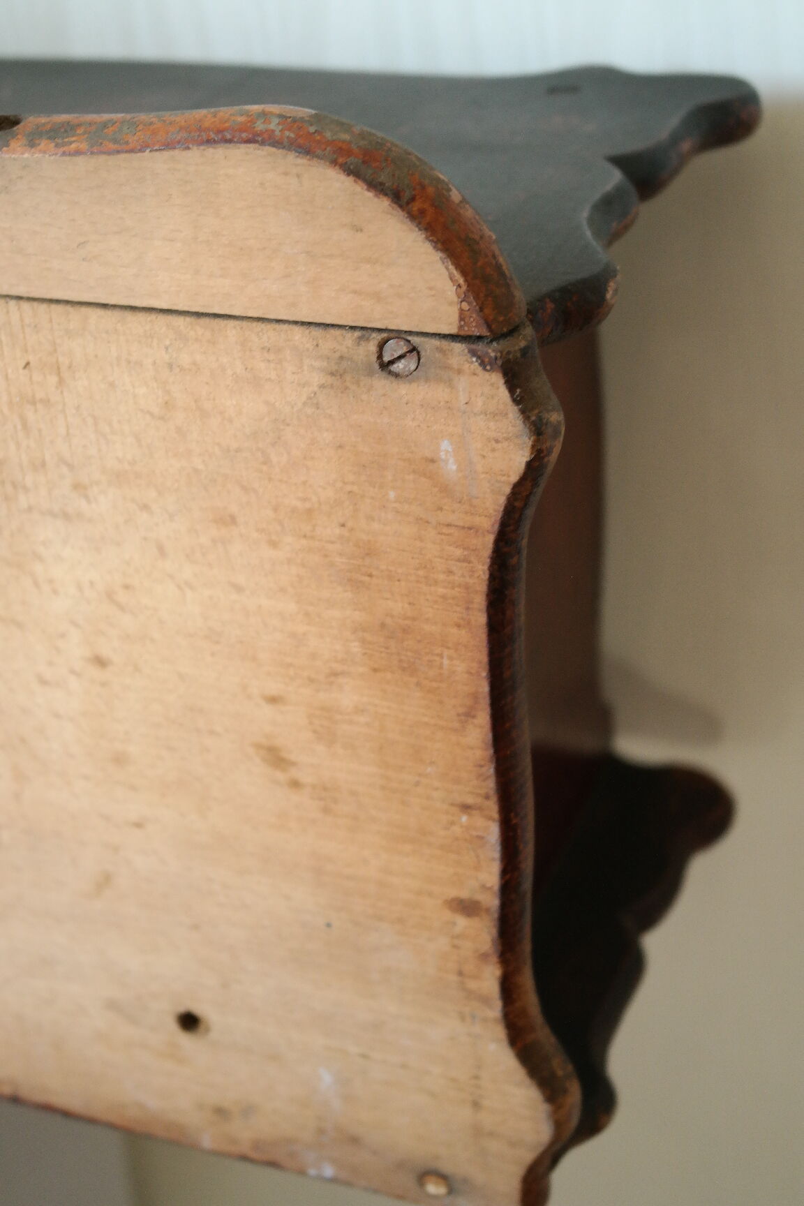 Old country wall shelf in beech wood