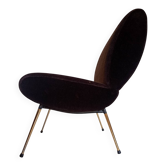 Vintage "Kiss" armchair by Pelfran in chocolate velvet and brass, year