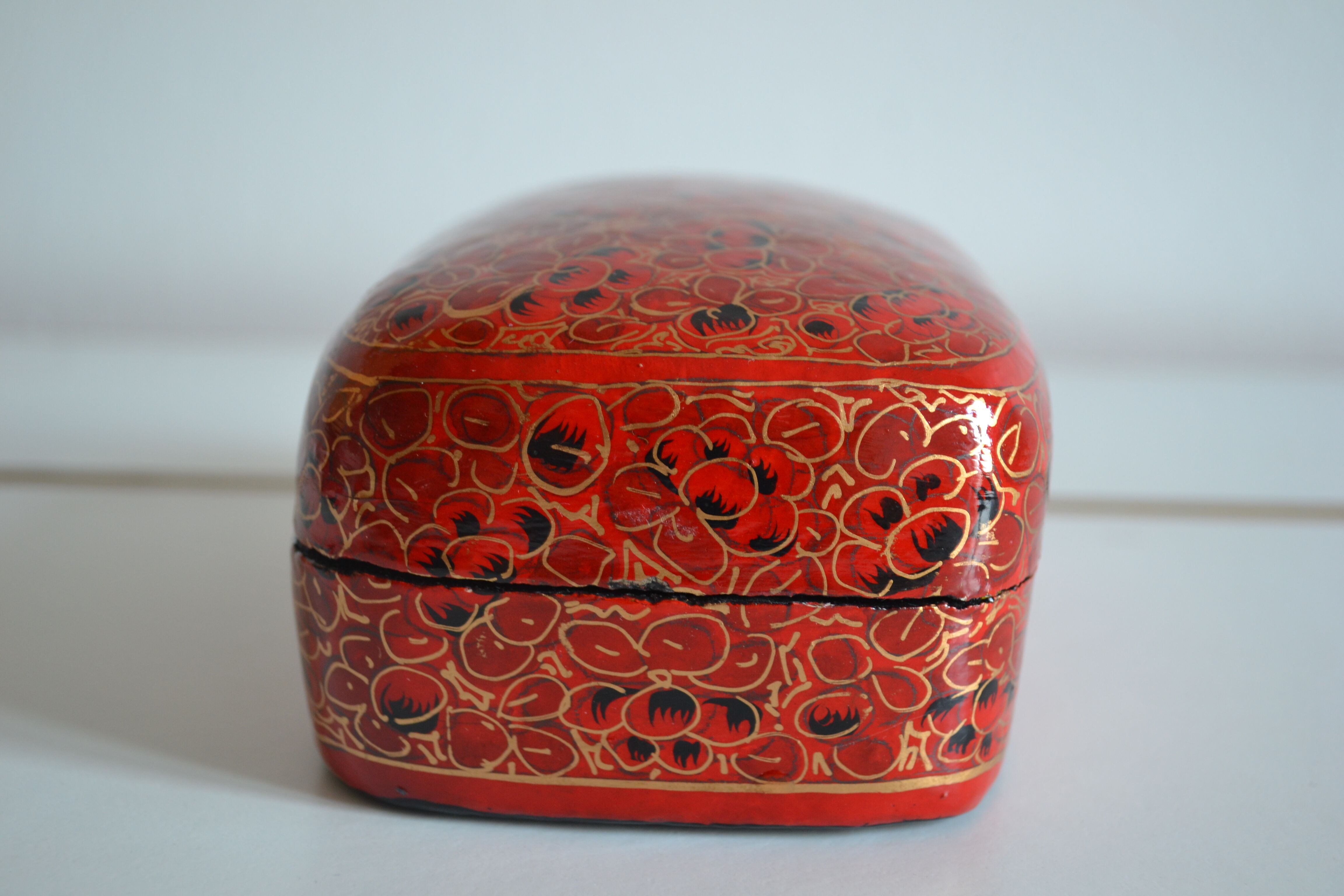Boite a bijoux papier mache peint a la main inde xxe