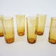 6 amber glass water glasses 1960