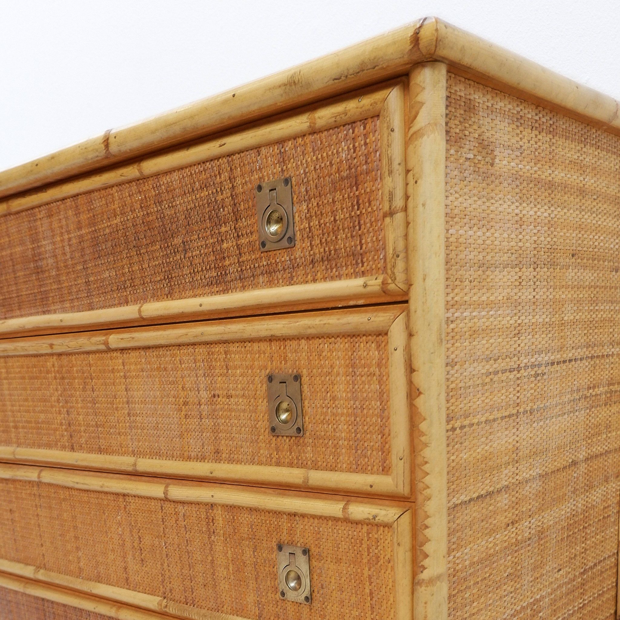 Dal Vera chest of drawers in bamboo and wicker/rattan, Italy 1960s