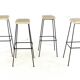 Set of 4 original vintage Bar Stools - black metal with fabric upholstery