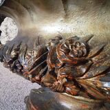 Grande jardinière ancienne en fonte sur pied, patine brun-or, France, vers 1900