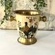 Cloisonne Ice Bucket, Vintage French Peach Enamel Pheasant Floral Desi