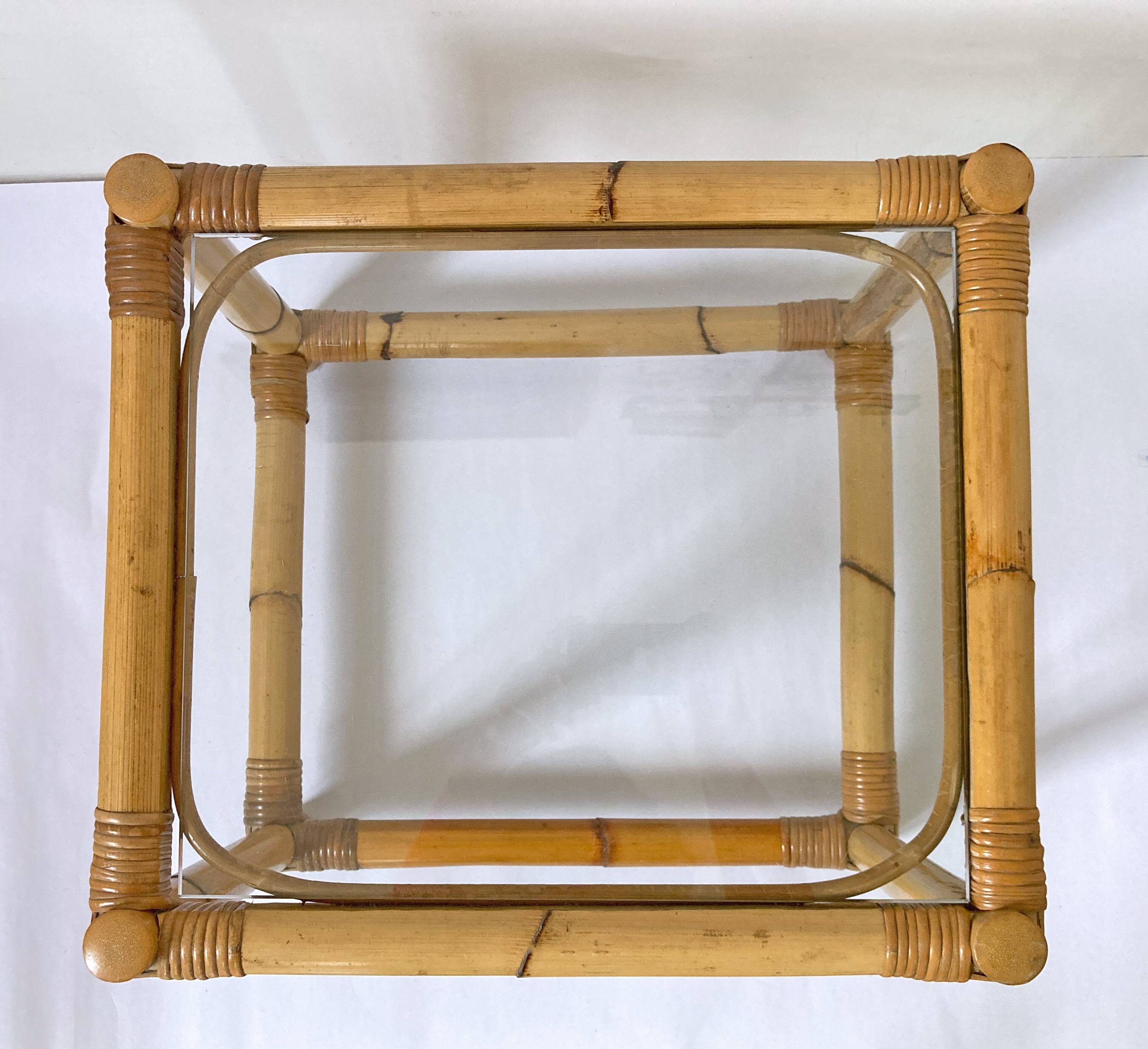 Vintage Italian Bamboo Coffee Table: MCM Boho Tiki Cane, 1960s