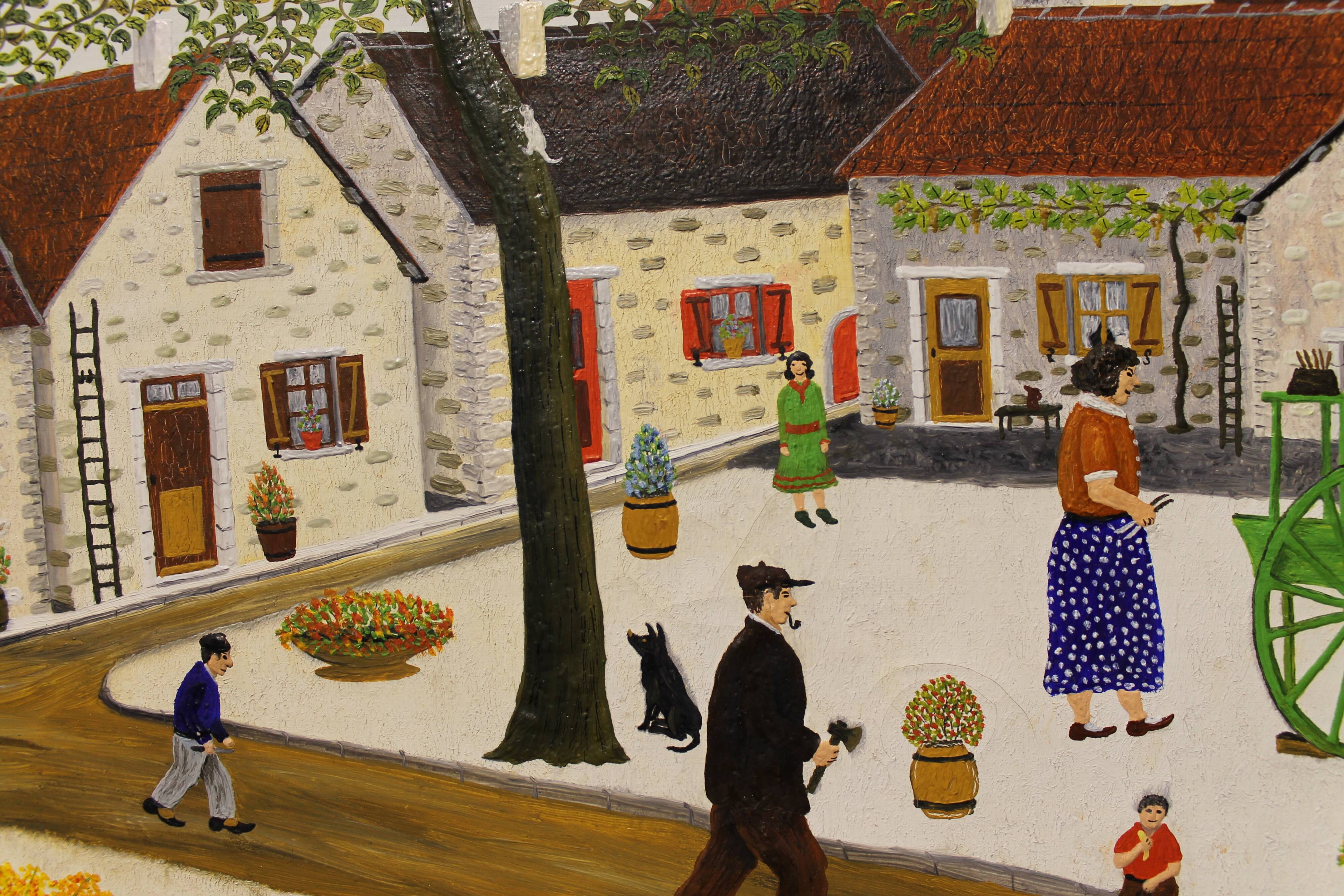 Naive painting by Jean Lagru, 1974