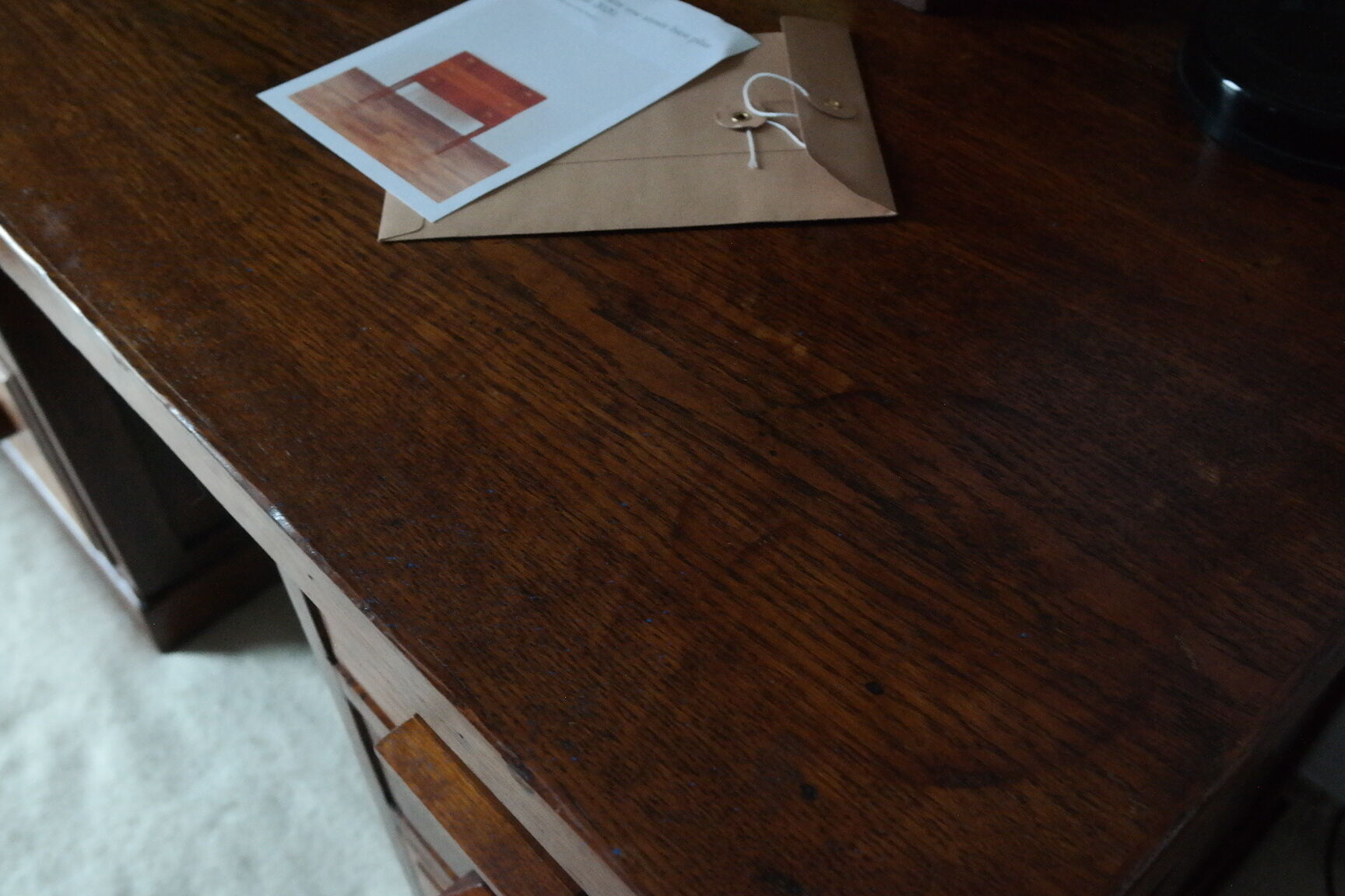 Bureau caisson d'atelier vintage en chêne