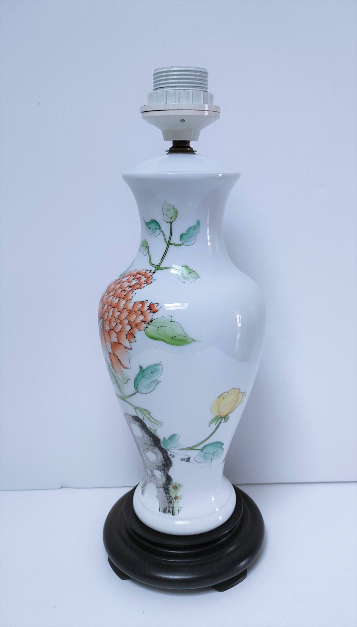pied de lampe décor pivoine vintage