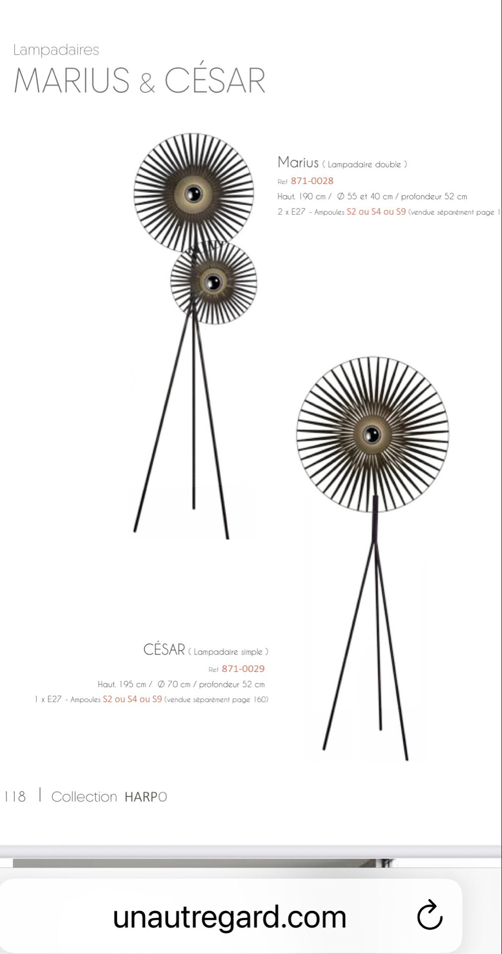 Lampadaire César de la marque Unautreregard