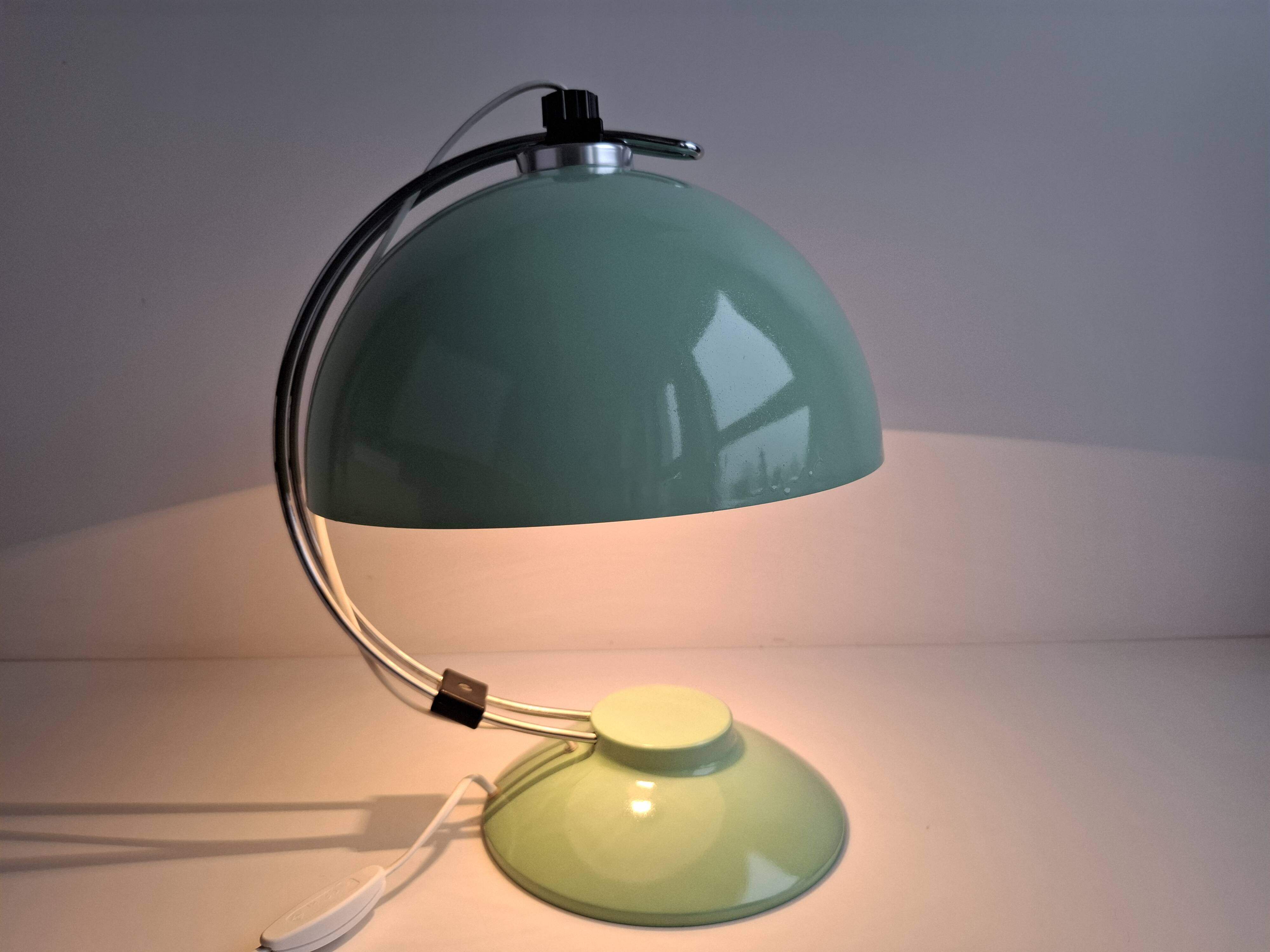 Mid-Century Mint Green Czech Desk Lamp with Chrome and Adjustable Shade